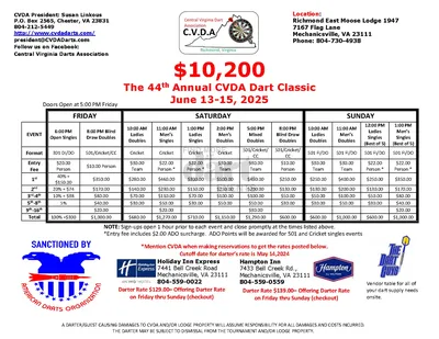 Event Flyer Thumbnail for CVDA Dart Classic