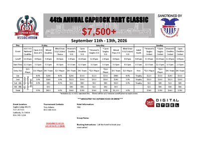 Event Flyer Thumbnail for 44th Annual Caprock Dart Classic